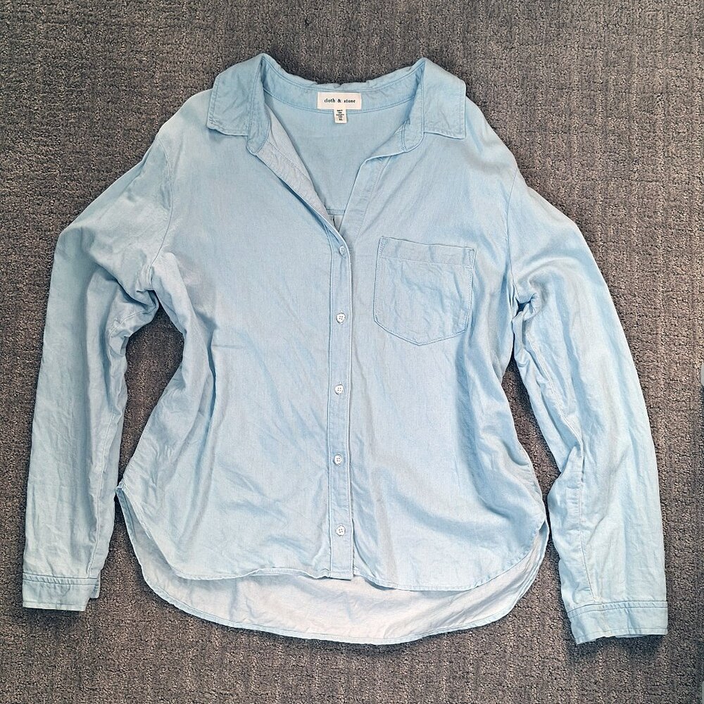 Anthropologie Cloth and Stone Top Button Down Blue - XL - Linen blend